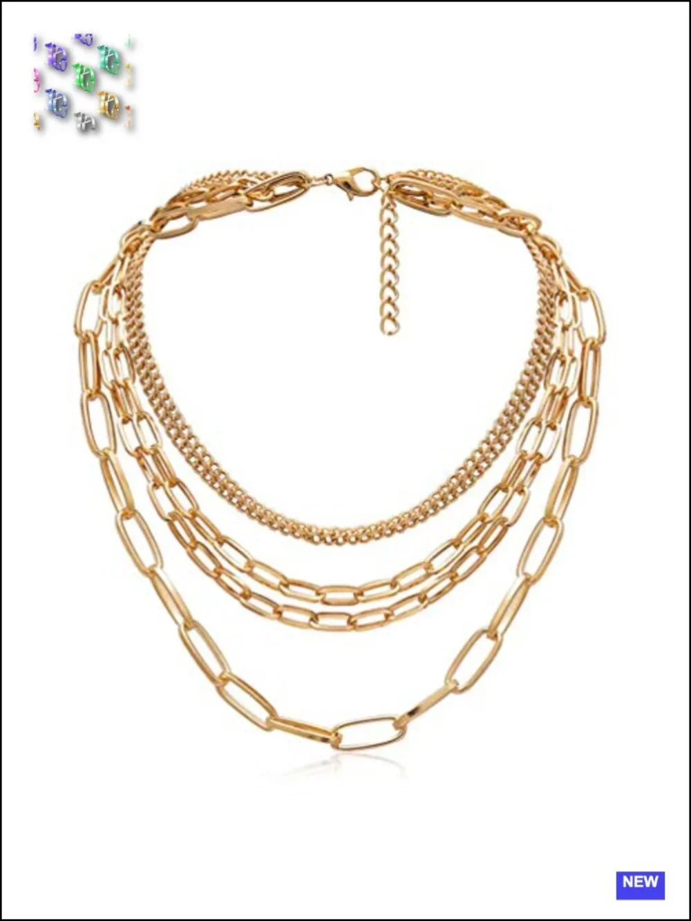 Chunky Chain Multilayer Collar Necklace Gold, Punk Statement Choker